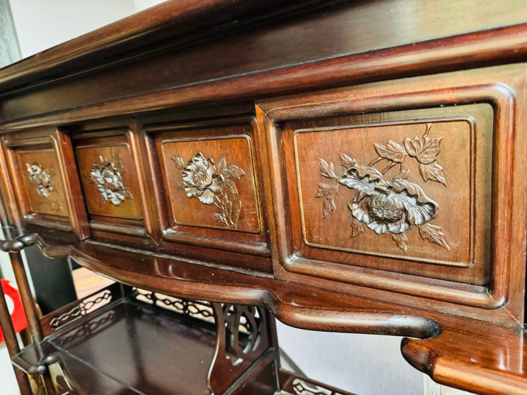 福岡発　民藝家具　和風家具　飾り棚　昭和レトロ　木製彫刻　希少　ビンテージ