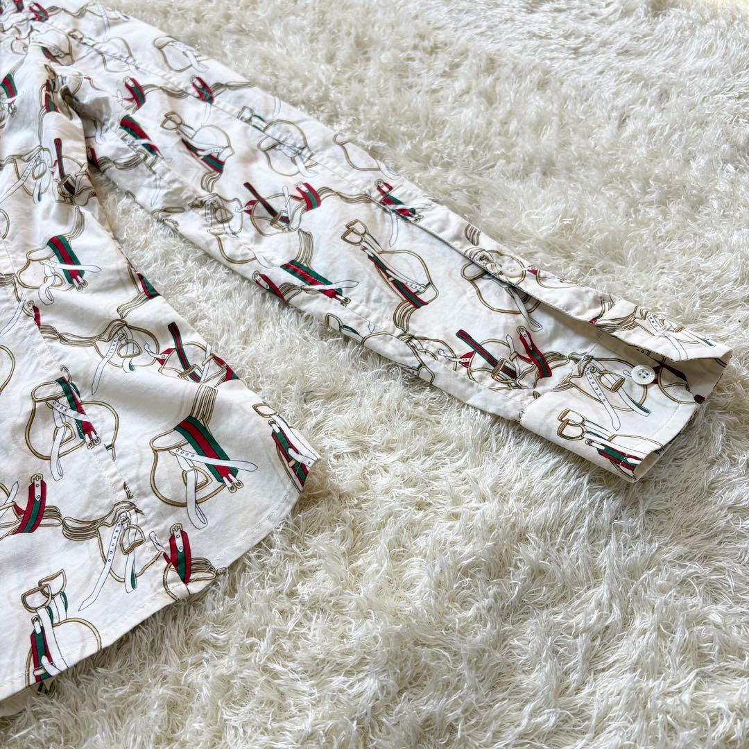 【美品】GUCCI グッチ　シャツ　シェリーライン　大きいサイズ　長袖　総柄　L