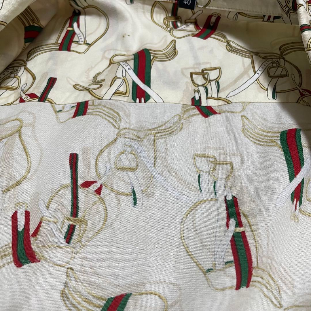 【美品】GUCCI グッチ　シャツ　シェリーライン　大きいサイズ　長袖　総柄　L