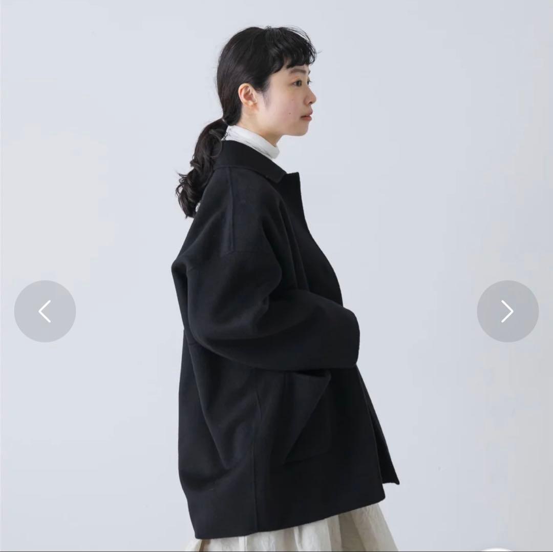 かぐれ　ウールステンカラーショートコート （ブラック）