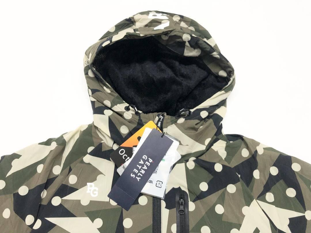 ○★新品未使用　パーリーゲイツ　カモドット柄　フーディコート　1　オリーブ系