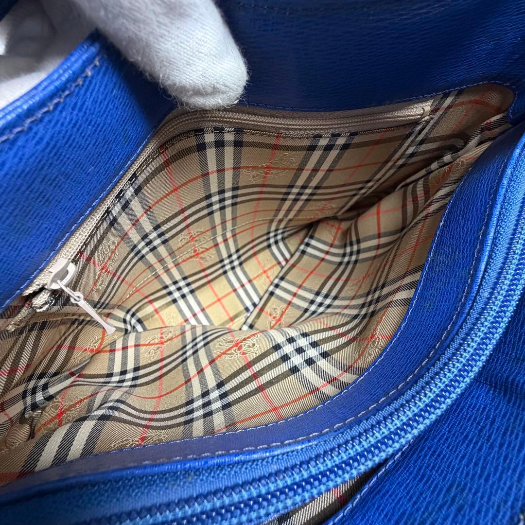 【希少カラー】BURBERRY ワンショルダーバッグ ブルー ノバチェック