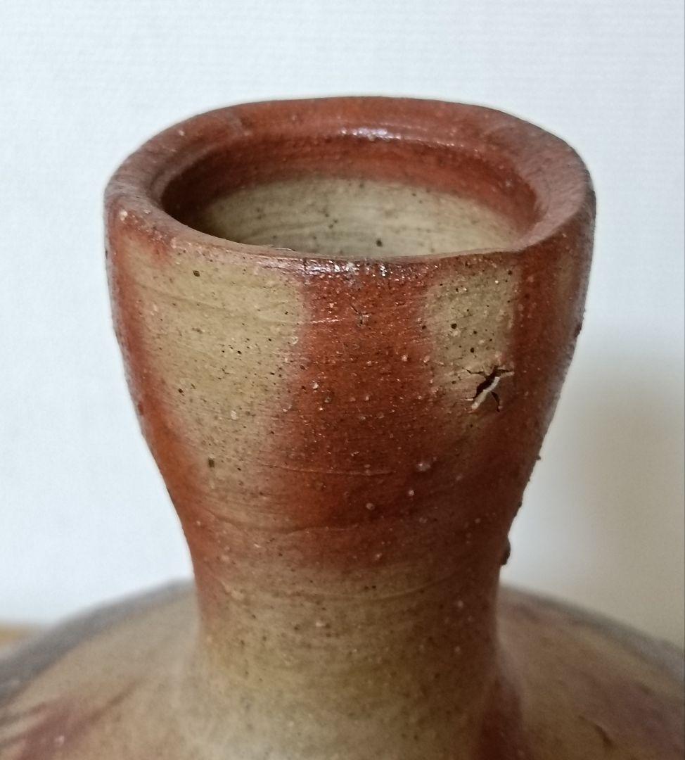 人間国宝　伊勢崎淳作　備前焼　緋襷かぶせ蕪花生　花入