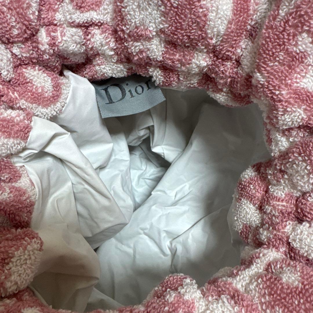 クリスチャン ディオール トロッター 巾着 ポーチ パイル地 タオル ピンク