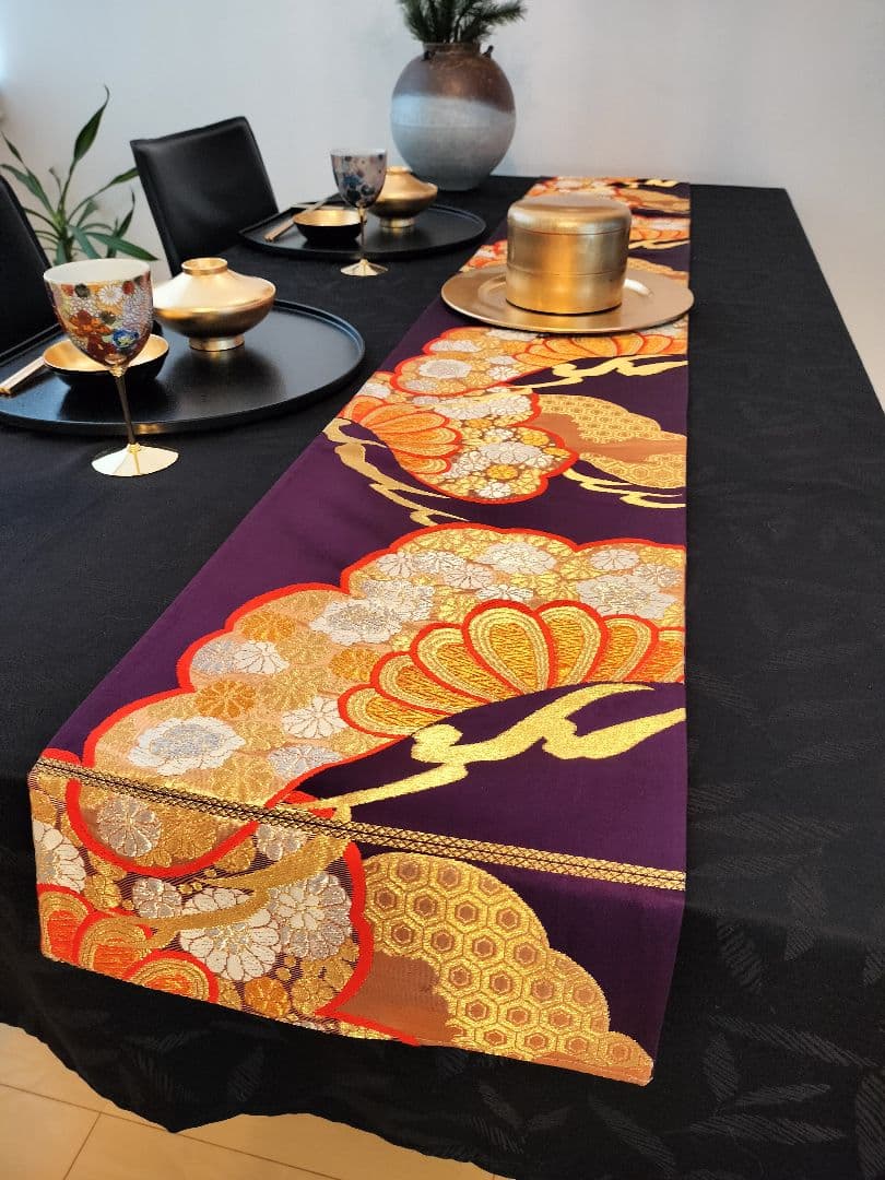 A616★逸品‼️豪華刺繍‼️ひな祭り‼️袋帯正絹テーブルランナー2ｍ2cm