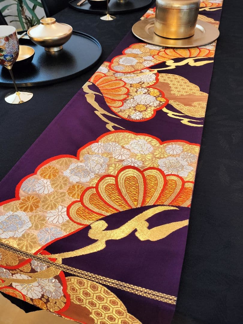 A616★逸品‼️豪華刺繍‼️ひな祭り‼️袋帯正絹テーブルランナー2ｍ2cm