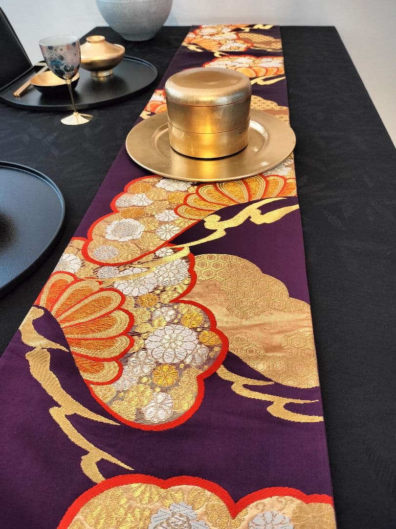 A616★逸品‼️豪華刺繍‼️ひな祭り‼️袋帯正絹テーブルランナー2ｍ2cm