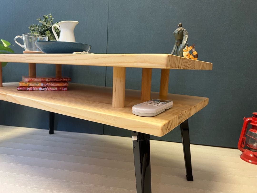 【送料無料】 ローテーブル 長方形 収納付き 90cm パイン 折りたたみ脚