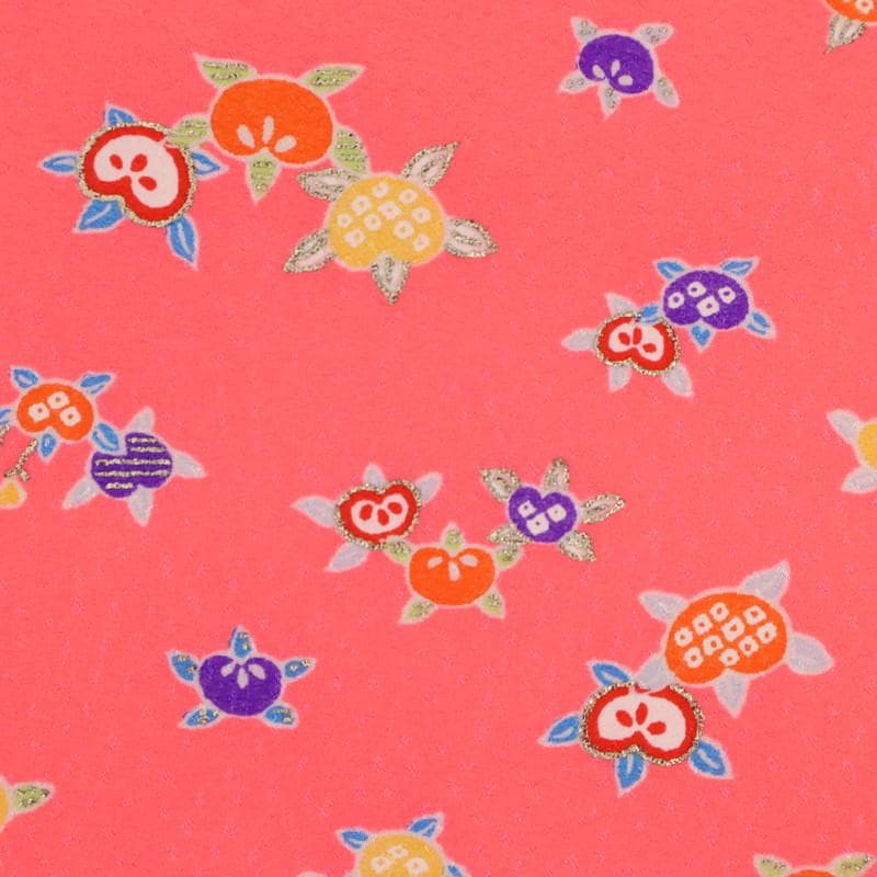 【七五三】5点セット＊3歳～女児 橘柄 ピンク 子供着物作り帯 化繊 9RM3