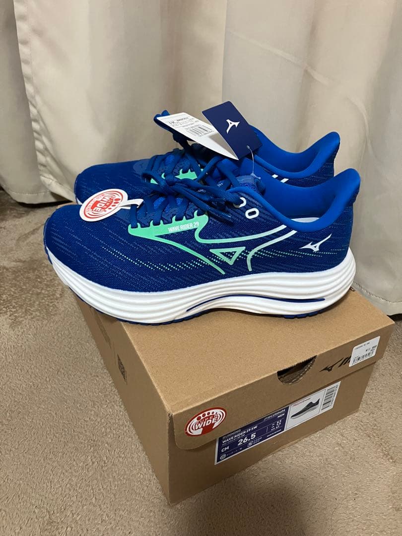ミズノ ウェーブライダー29SW 幅広4E ブルー 26.5 新品