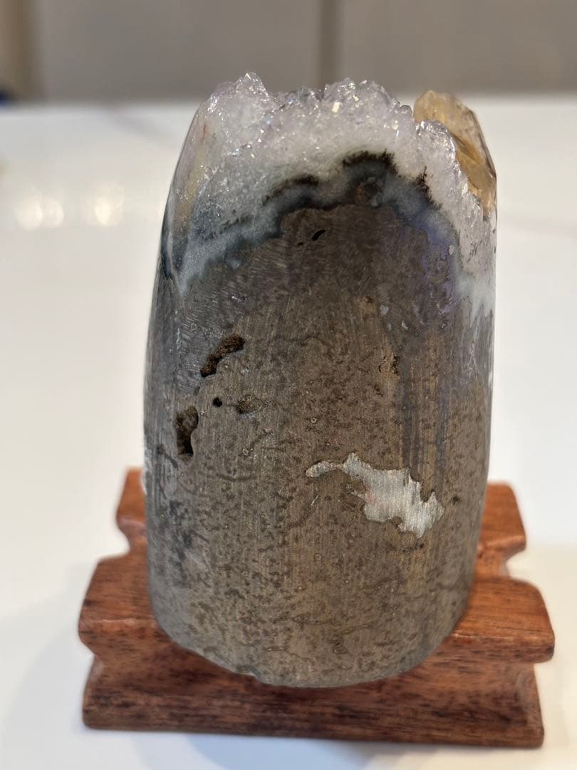 天然水晶原石 木製台座付き