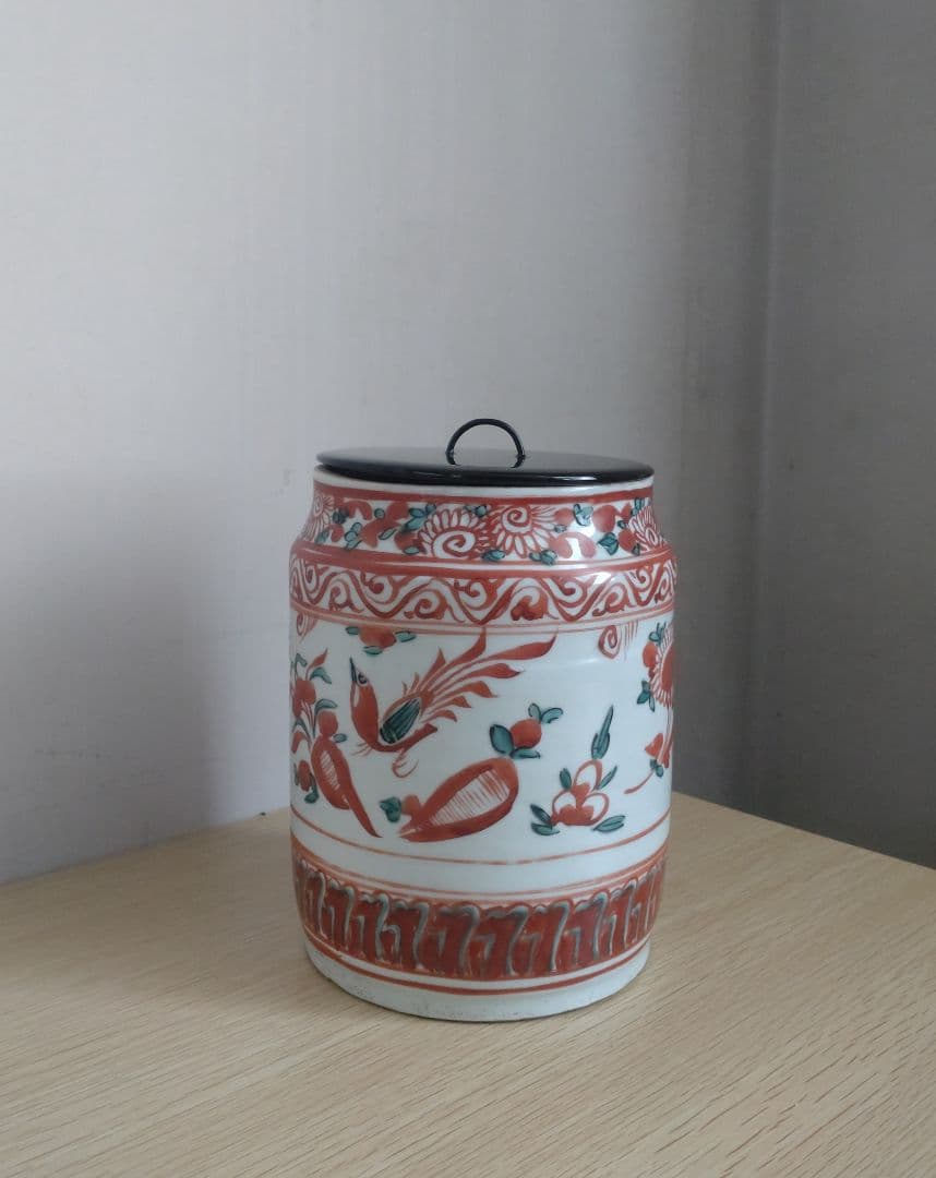 呉須赤絵水指　中国古玩　中国明代　茶道具　宋　高麗　茶盌　茶碗　青磁　トヒニ