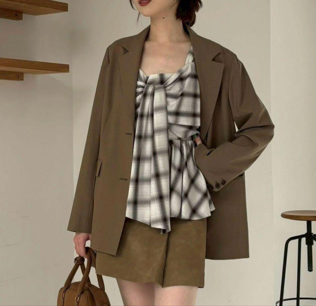オンブレラメチェックリボンキャミ 01サイズ