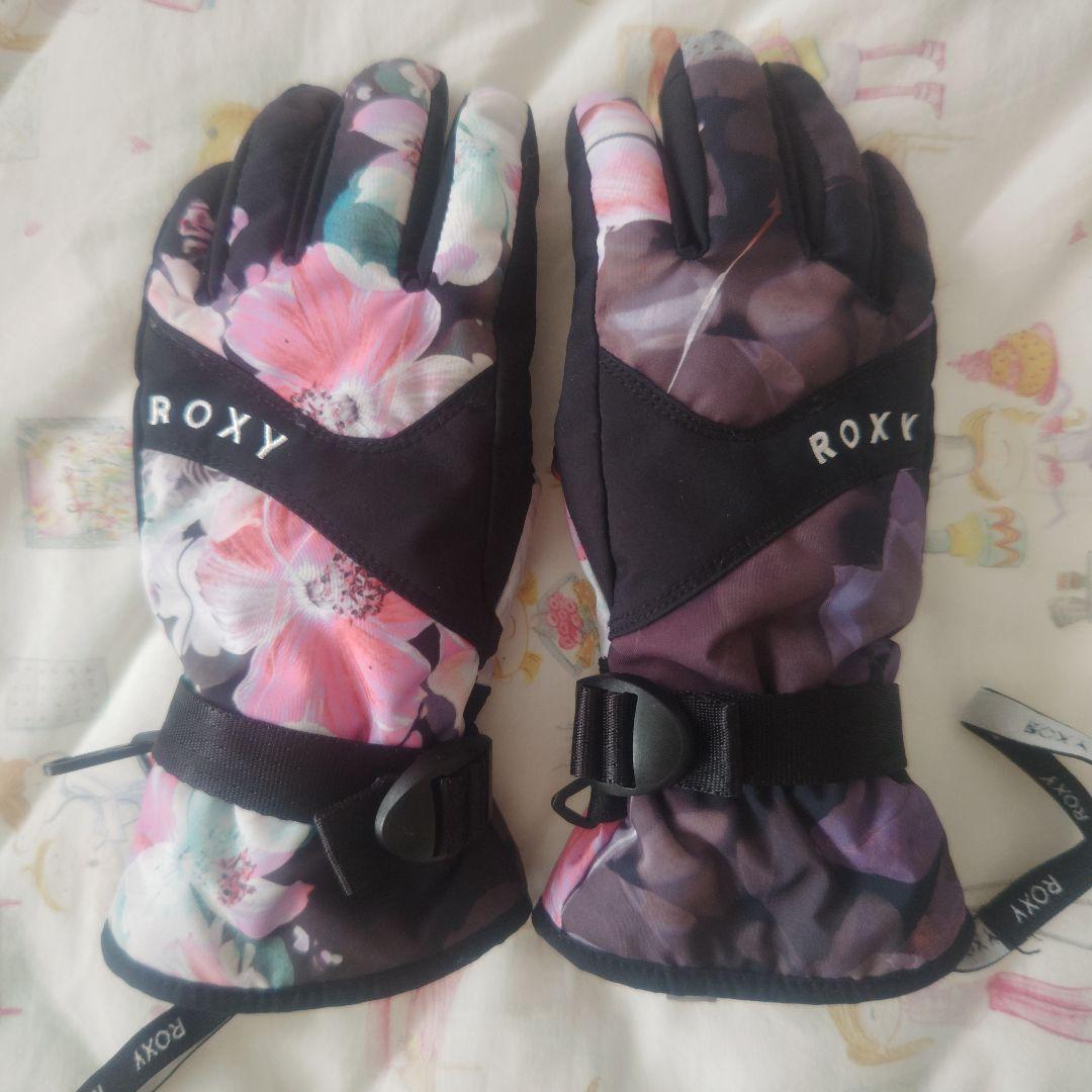 【美品】ROXY 花柄スキーウェア 手袋 セット 150cm