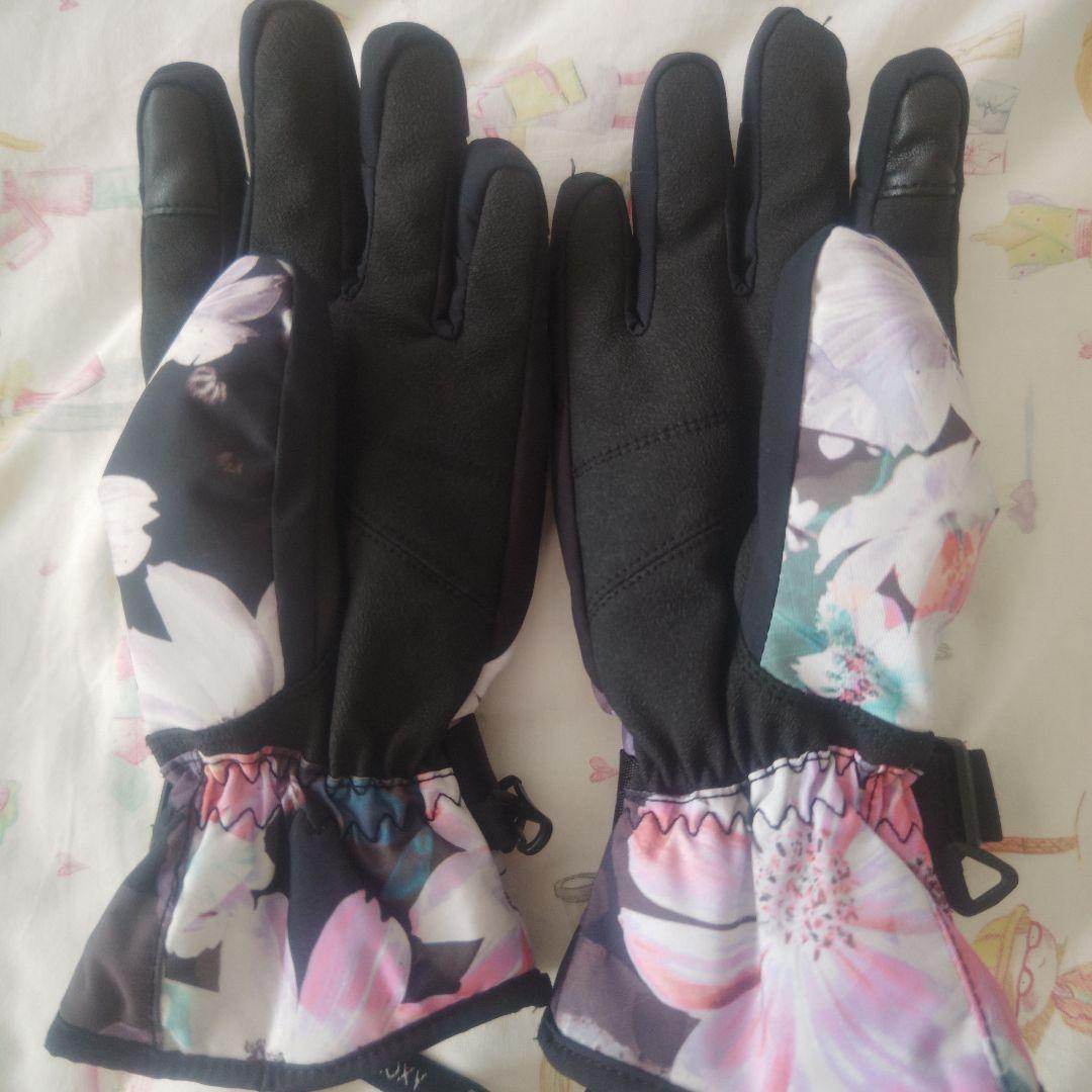 【美品】ROXY 花柄スキーウェア 手袋 セット 150cm