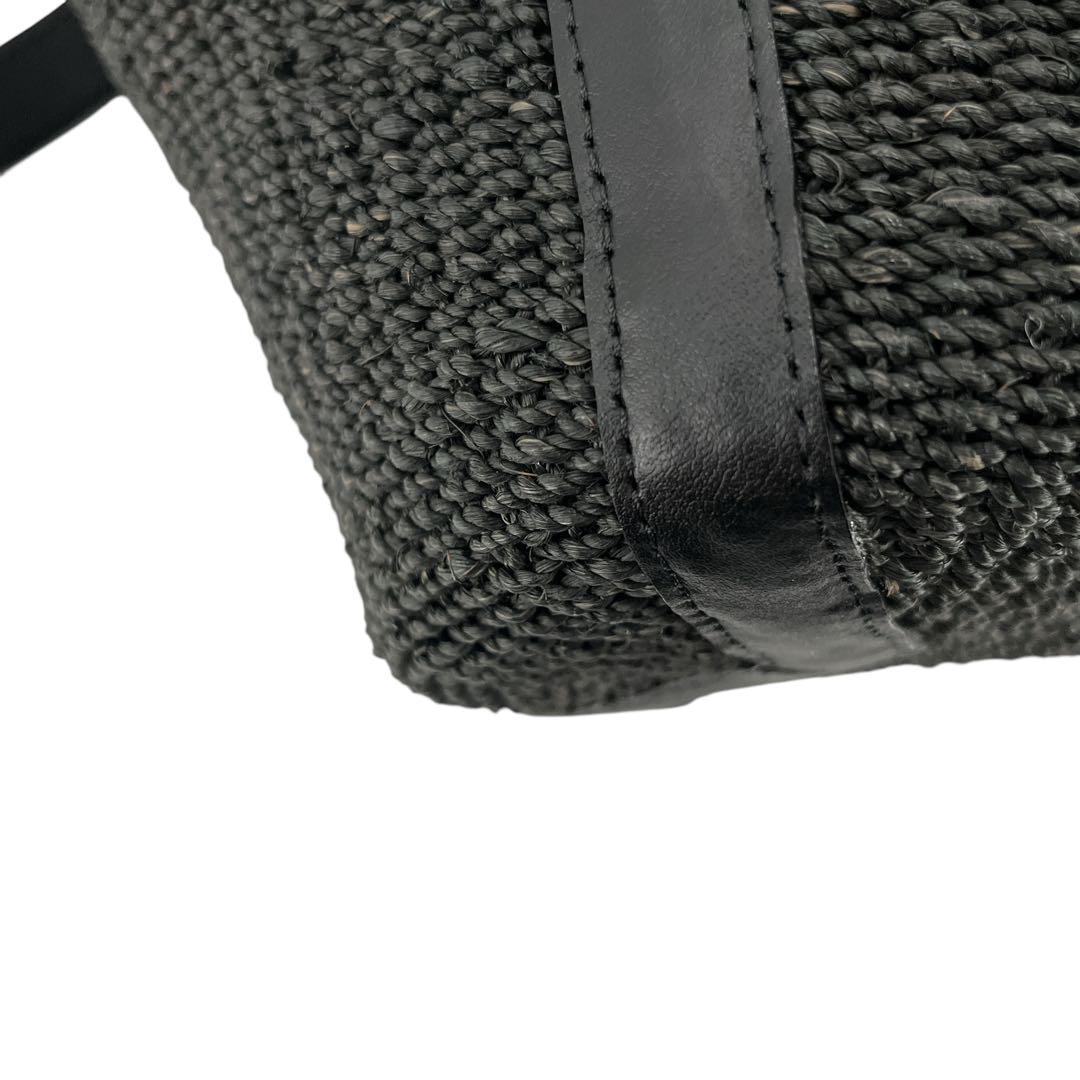 ヴィオラドーロ　2way かごバッグ　ショルダーバッグ　ミロ　アバカ　レザー　黒