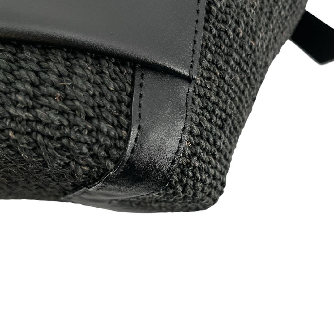 ヴィオラドーロ　2way かごバッグ　ショルダーバッグ　ミロ　アバカ　レザー　黒