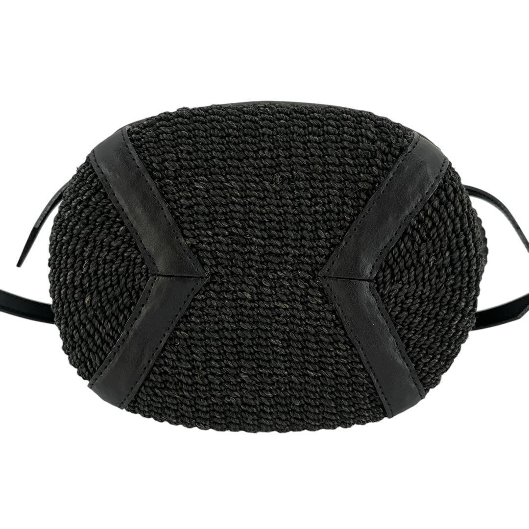 ヴィオラドーロ　2way かごバッグ　ショルダーバッグ　ミロ　アバカ　レザー　黒