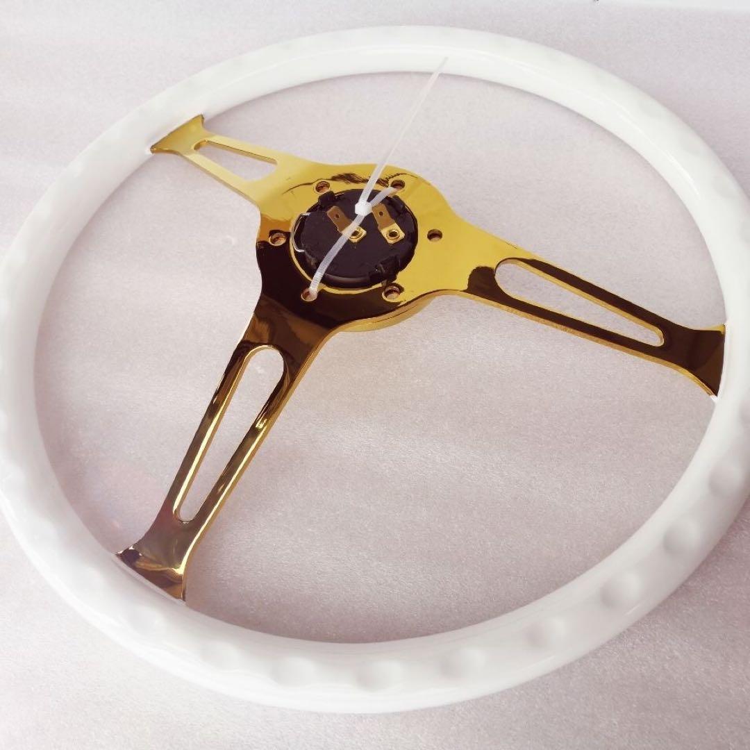 ソリッドウッドレトロビートルステアリングホイール15インチ黒金3本スポークス