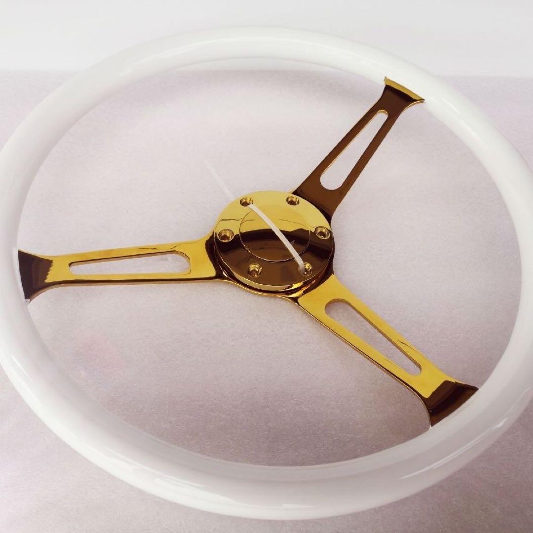 ソリッドウッドレトロビートルステアリングホイール15インチ黒金3本スポークス