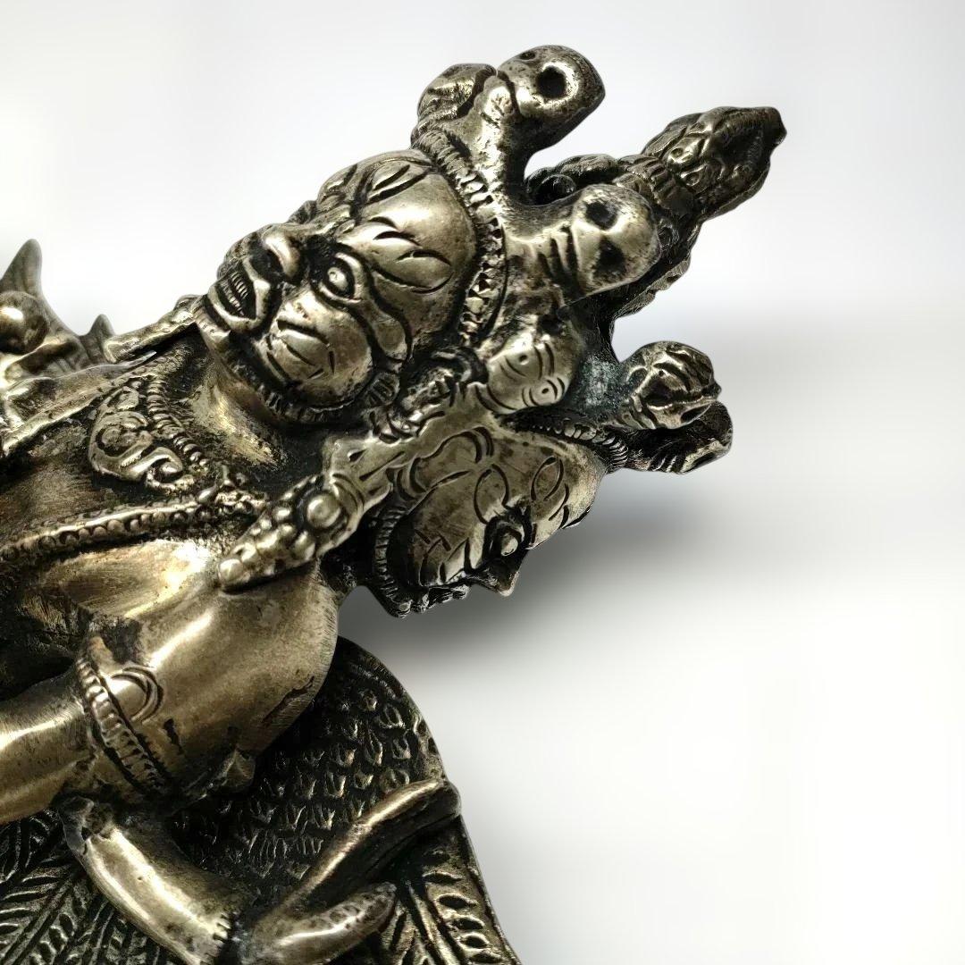 チベット密教法具 マハーカーラ 三面大黒天 プルパ 金剛杭 忿怒尊 真鍮像