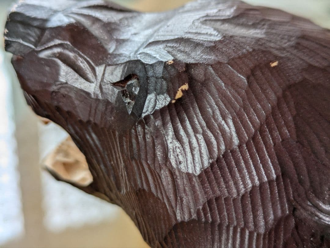 5#.昭和レトロ　熊の置き物　堀井作　木彫り民芸品