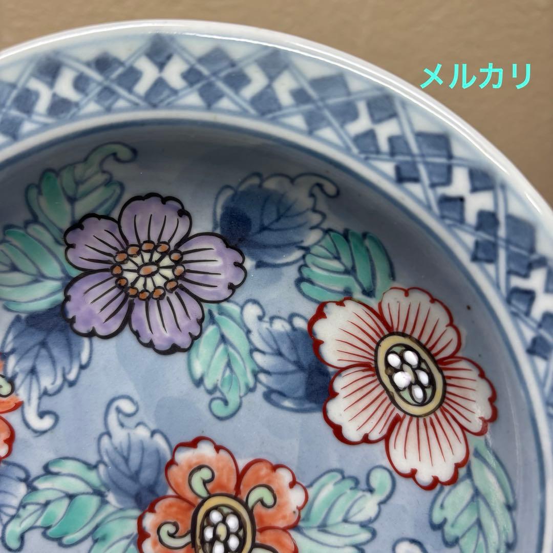 佐藤走波　染錦花文　高台皿　1客