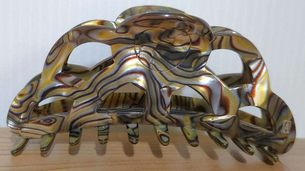 ［即OK］アレクサンドル ドゥ パリ ヘアクリップ オニキス Lサイズ ポーチ付