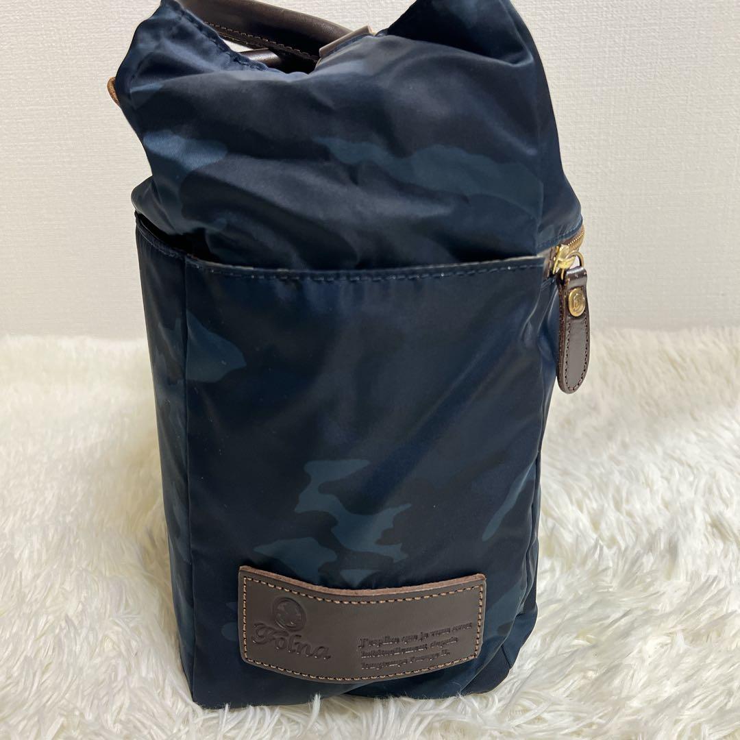 Folna 藤巻百貨店限定 2way 迷彩 ナイロン ブリーフバッグ ネイビー
