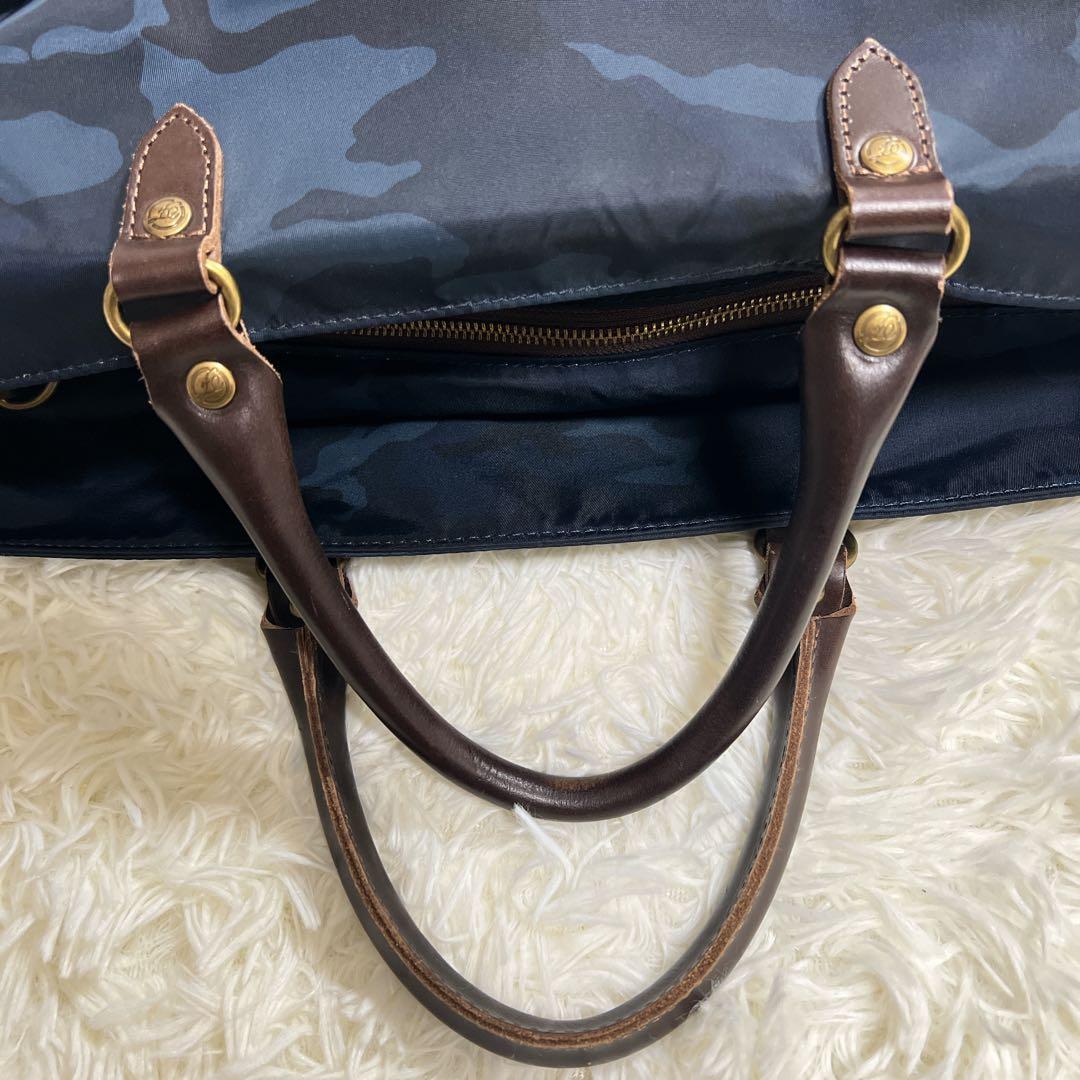 Folna 藤巻百貨店限定 2way 迷彩 ナイロン ブリーフバッグ ネイビー