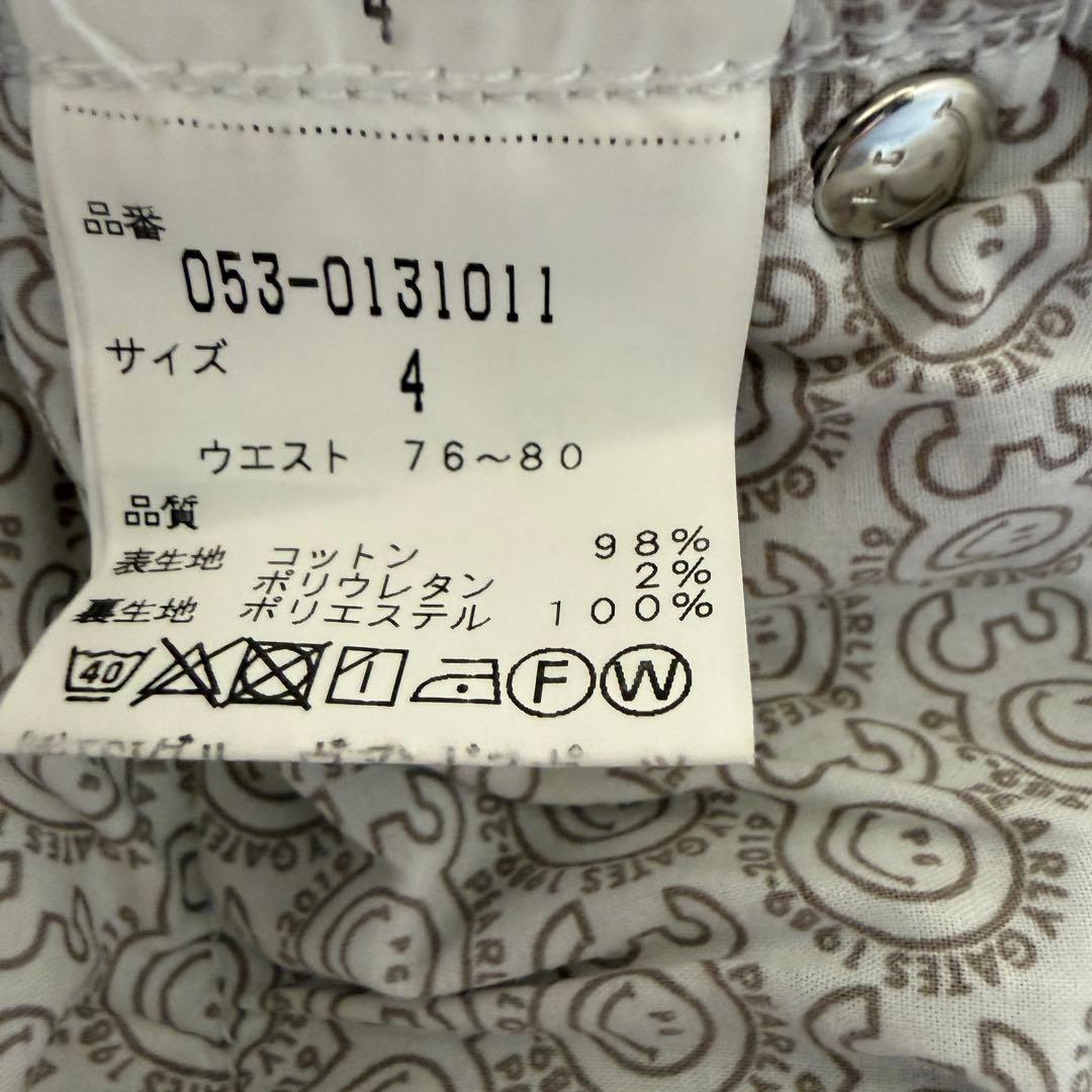 防寒　蓄熱　裏起毛　パーリーゲイツ　パンツ　M〜L相当　白　ホワイト　ワッペン