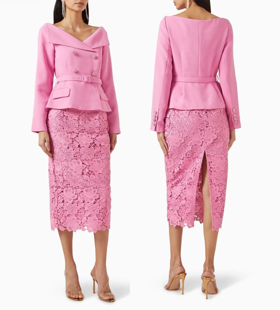 R*A様 セルフポートレイト テーラード ワンピース レース ピンク UK8 未