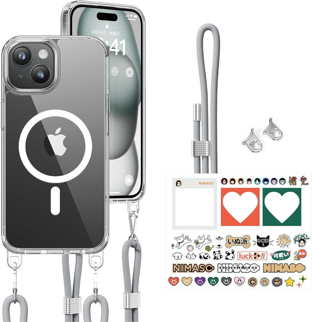 iPhone 15 用 ケース ショルダー magsafe対応 クリア
