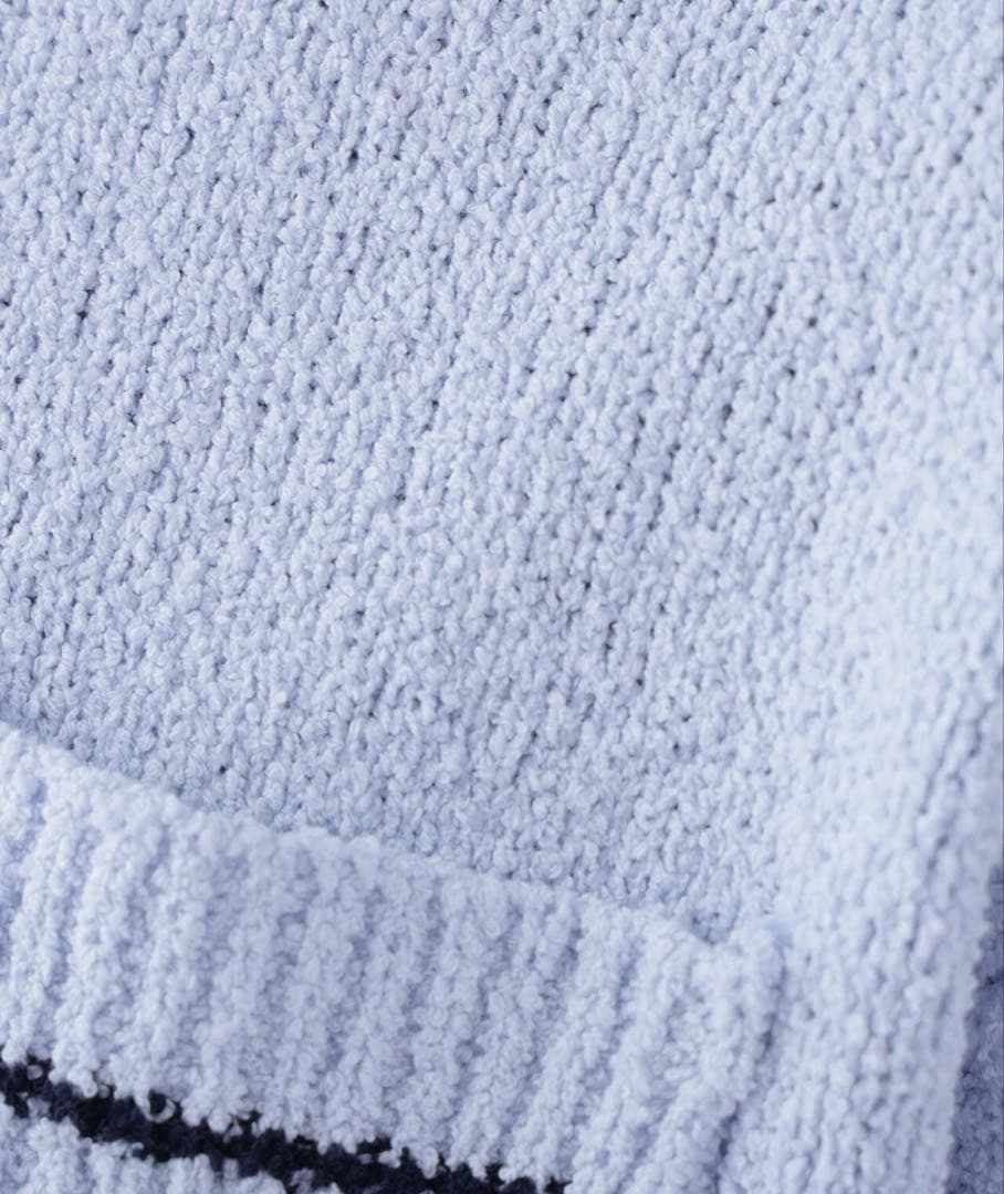 【N.】今期 新品タグ付き バイカラーラインポケットカーデ ブルー