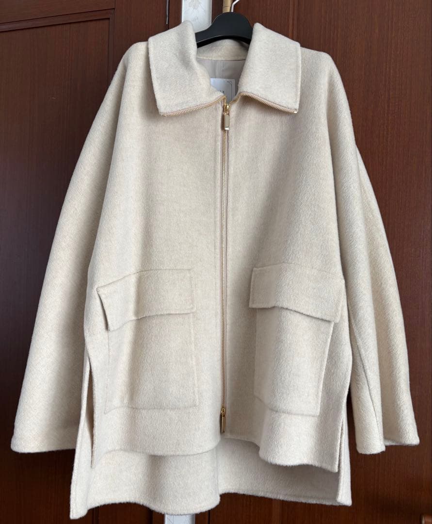 【NOBLE キャメルミックスリバージップコート 38】