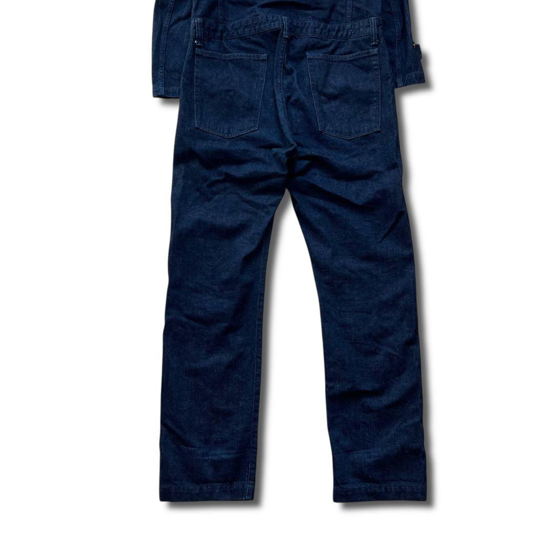極美品 濃紺 桃太郎ジーンズ デニム ジャンプスーツ つなぎ 出陣 36