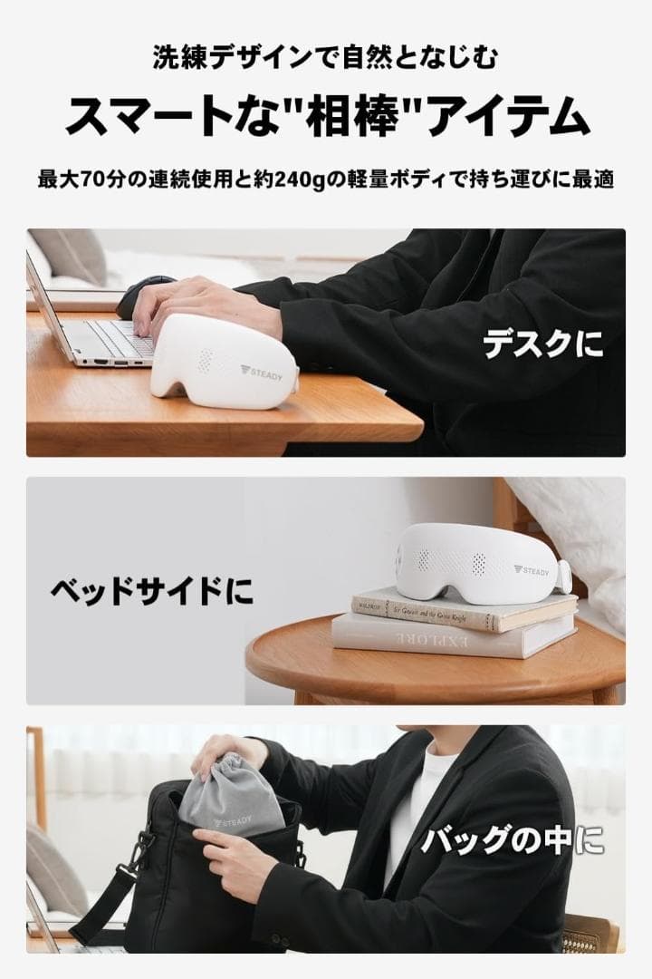 ●　蒸気アイウォーマー 【42°Cの蒸気×タッピング刺激】