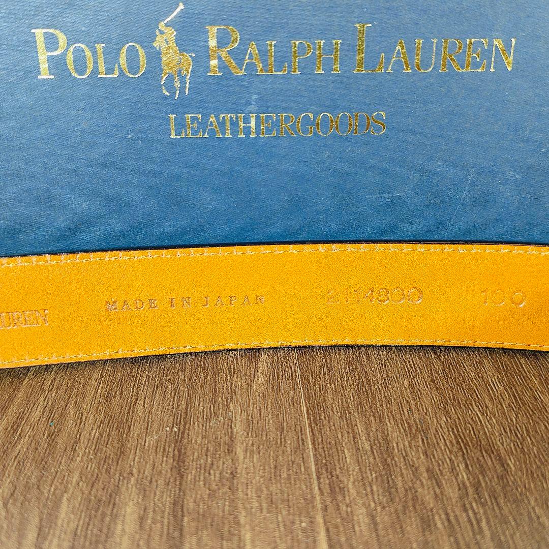 【新品未使用 箱付き】ポロラルフローレン　高級艶黒ドレスベルト　本革日本製正規品