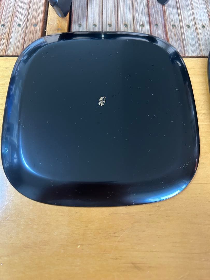 希少　輪島塗　慶塚作　星遊　銘々皿　金　プラチナ銀　2枚　木製プレートスタンド付