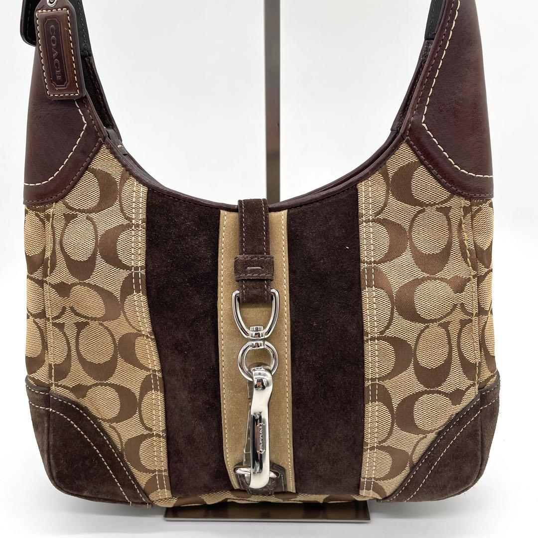 【極美品】コーチ　ワンショルダーバッグ　ジャッキー　ヘリテージ　シグネチャー　茶