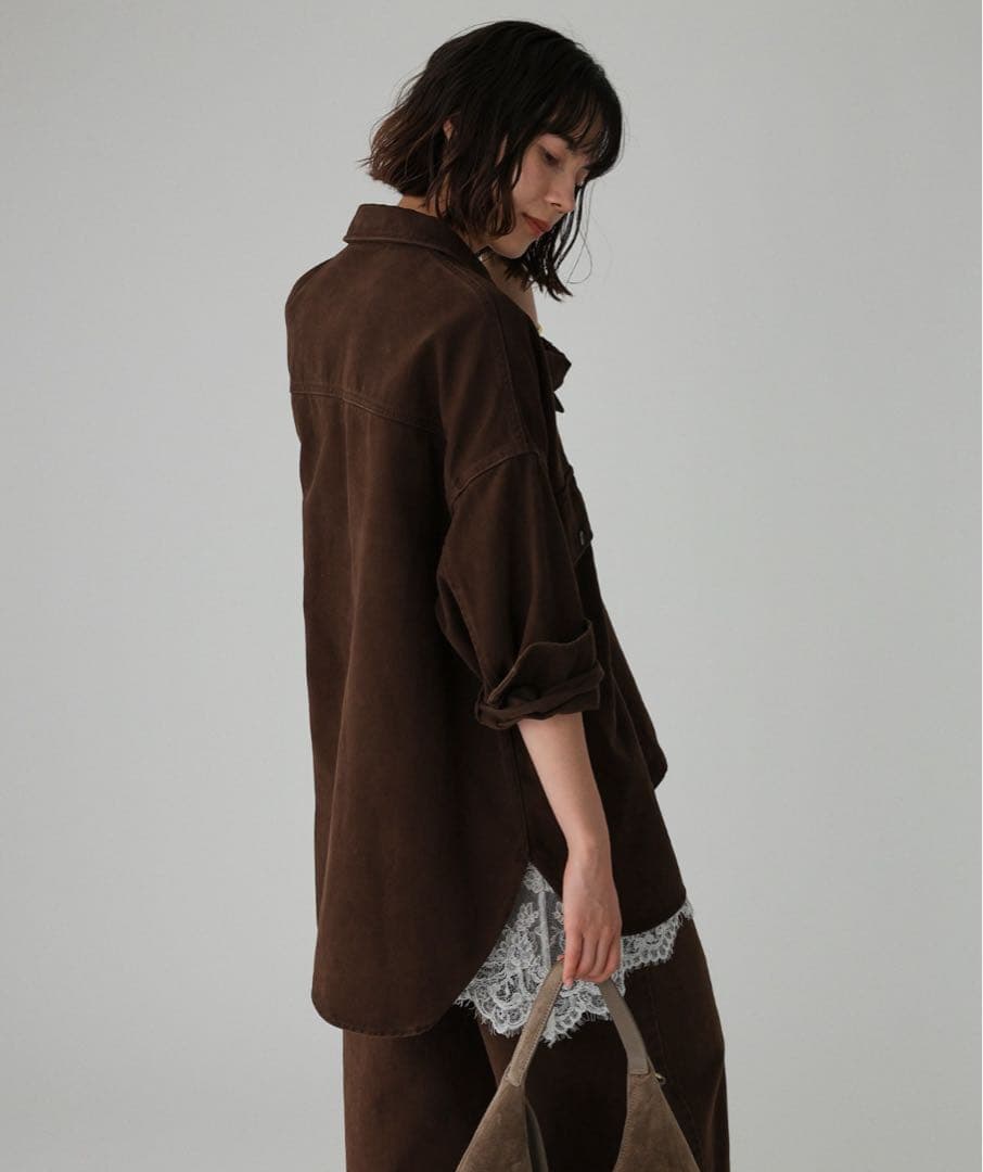 【新品】BABYLONE デニムビッグシャツ ブラウン