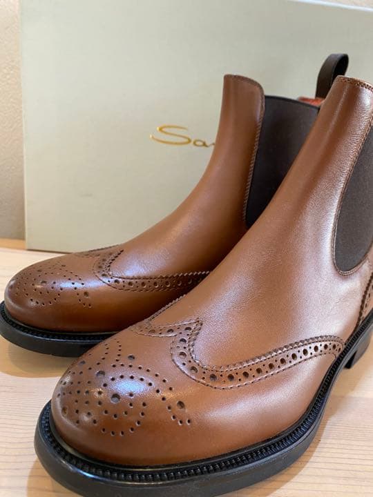 新品 SANTONI サントーニ サイドゴアブーツ フルブローグ ウィングチップ