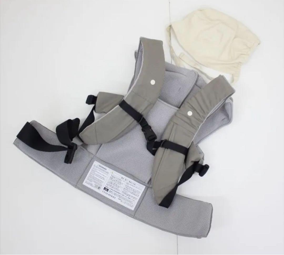 美品 キューズベリー NICO 抱っこおんぶ紐　オールメッシュ グレー 日本製