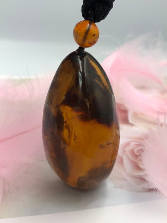 琥珀 植物入り アンバー 琥珀ネックレス 天然石 プレゼント