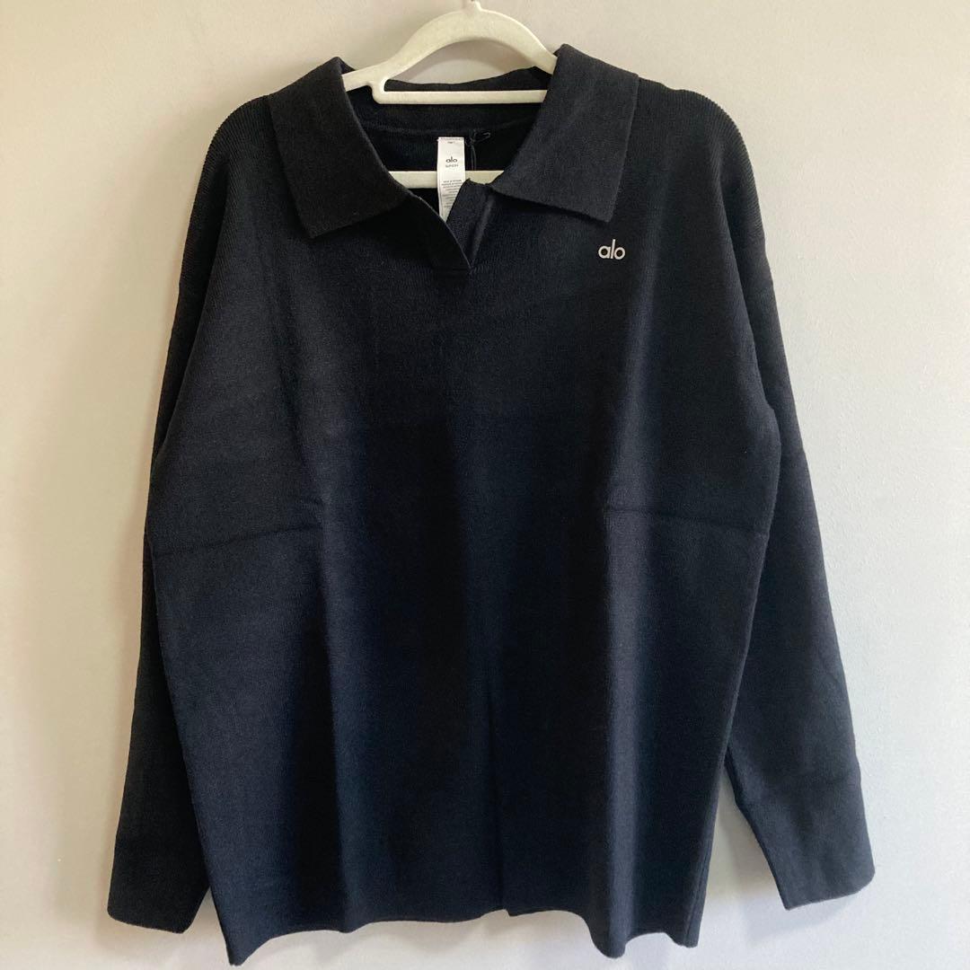 Alo Yoga ニットポロシャツ 上下 セット S ブラック
