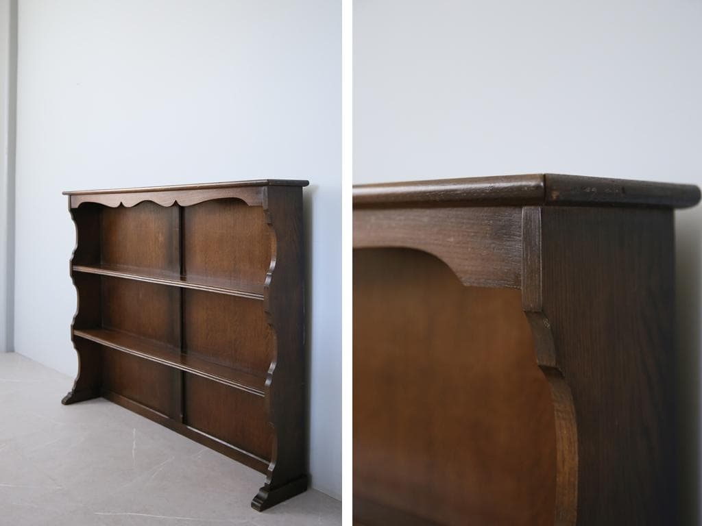 英国アンティーク木製ブックシェルフ/本棚/食器棚/飾り棚/ラック(89-17-1