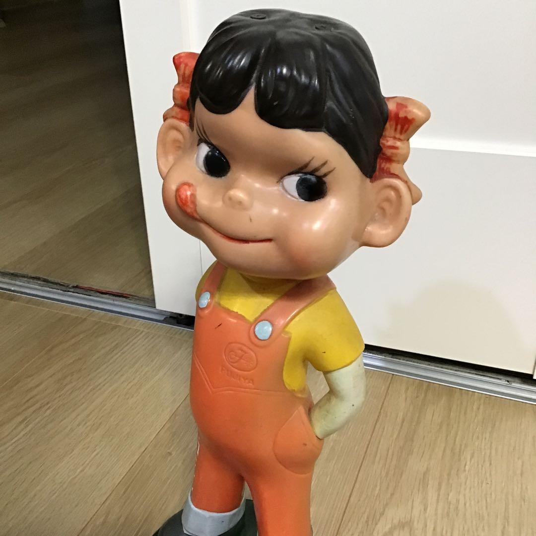 昭和レトロ　鉄製台座付き　首振り　手塗り　不二家ペコちゃん　 カウンター用