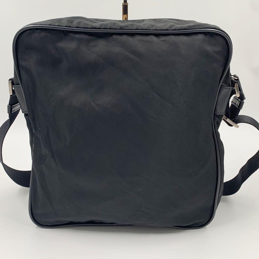 【✨美品✨】プラダ ショルダーバッグ 三角ロゴ ナイロン レザー ブラック