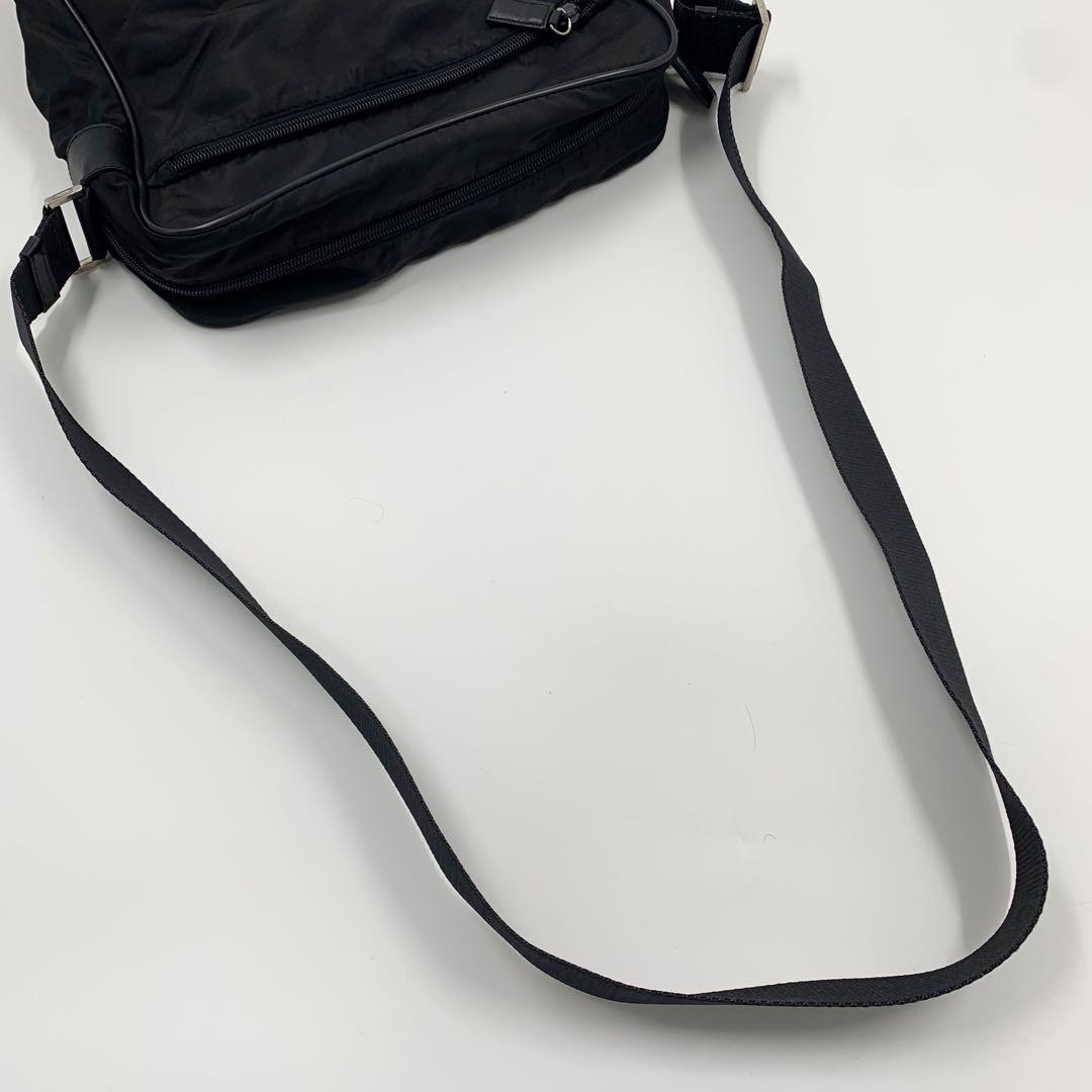 【✨美品✨】プラダ ショルダーバッグ 三角ロゴ ナイロン レザー ブラック