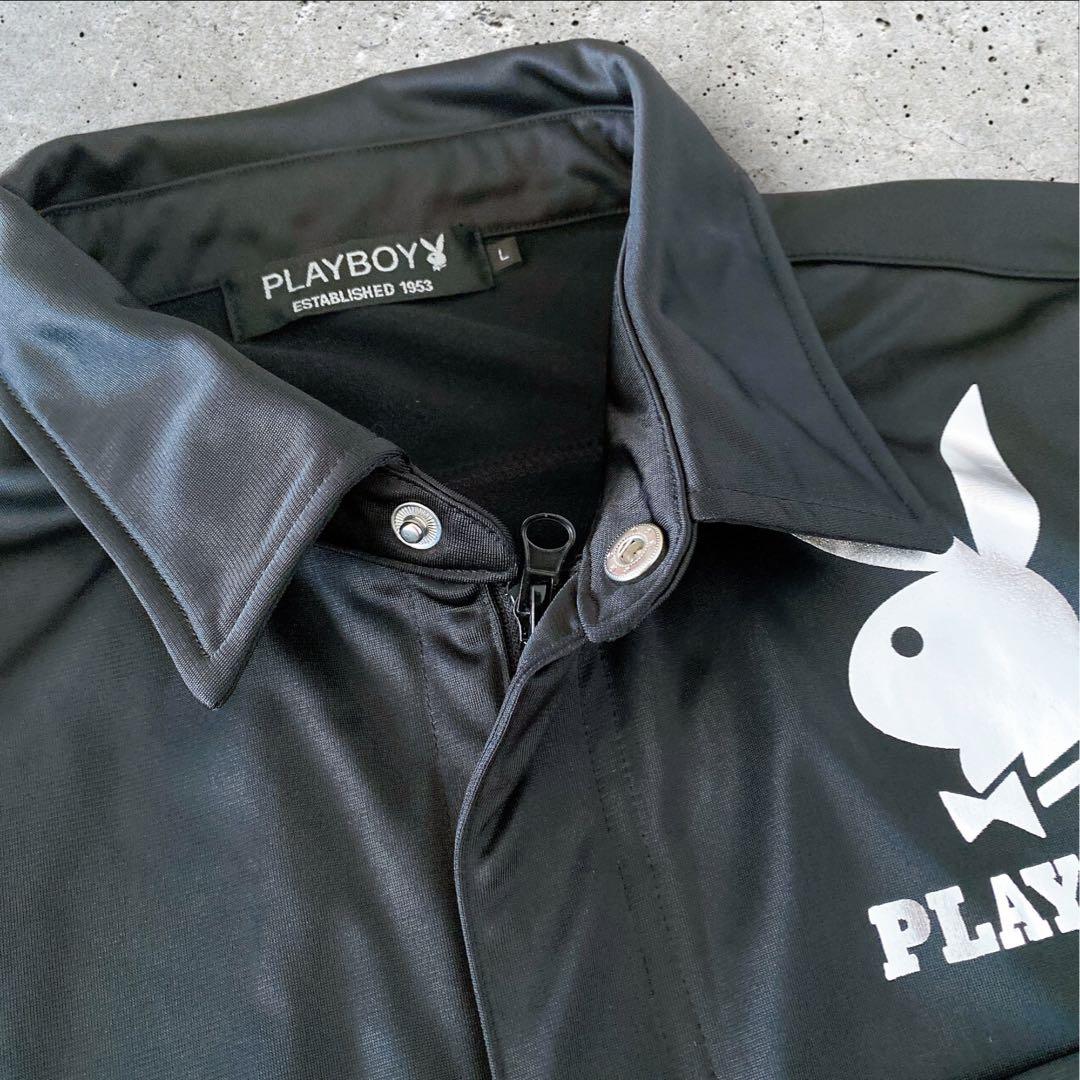 【美品】プレイボーイ　つなぎ カバーオール　バックプリント シルバー　【L】